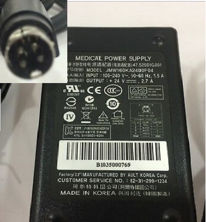 New Ault JMW160KA2400F04 Medical Power Supply 24V 2.7A AC Adapter 4PIN for Barco Eonic